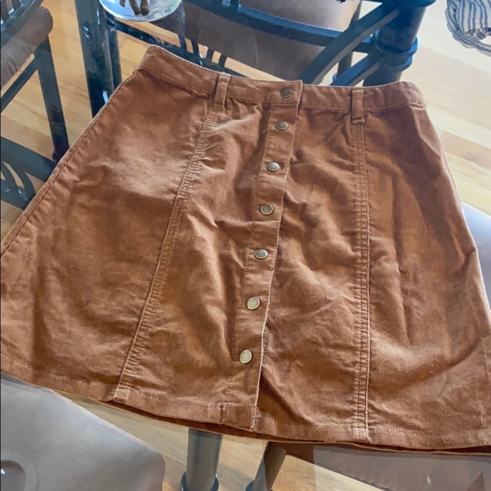 Camel Corduroy button up skirt